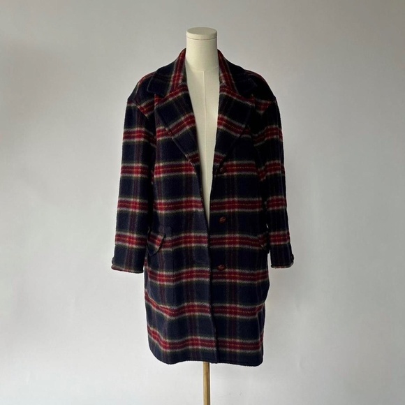 Plaid Peacoat Vintage Liz Claiborne Small Petite Wool - Picture 1 of 7